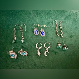 Vintage And New Gold And Silver Tone Stud And Hook Earrings Lot of 6